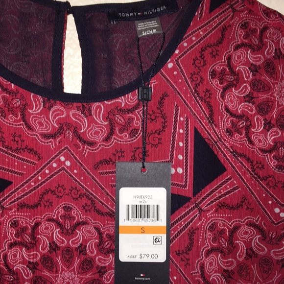 NWT Tommy Hilfiger Printed Longsleeve Peplum Top - Picture 4 of 9
